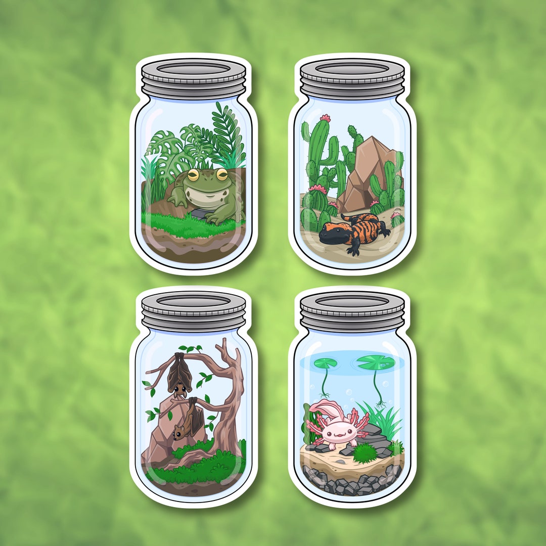 Animals in Mason Jar Stickers Matte Vinyl Stickers Etsy