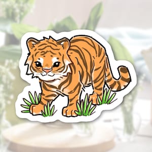 Cute Tiger Sticker Adorable Animal Stickers Matte Waterproof Vinyl High Quality Die Cut Sticker