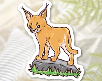 Cute Caracal Sticker | Adorable Kindle Stickers | Stickers for Water Bottle | Sticker Gifts For Her | Big Cat Stickers
