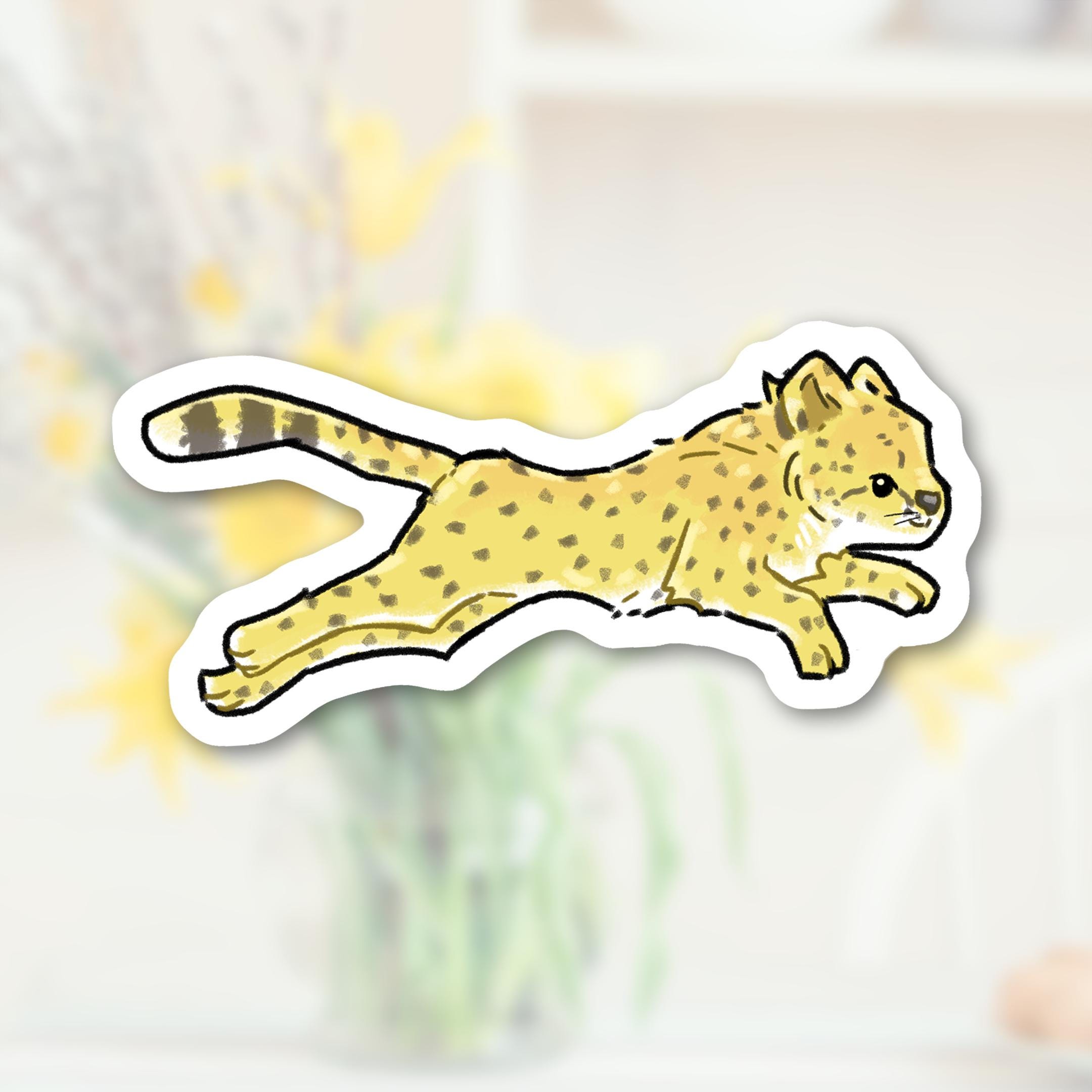 Cute Cheetah Sticker Adorable Animal Stickers Matte Waterproof Vinyl ...