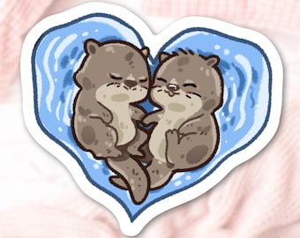 Valentine's Day Otter Sticker Cute Animal Stickers Matte Waterproof Vinyl High Quality Die Cut Sticker Valentine Day Gift For Her