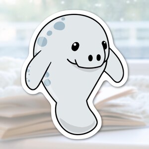 Cute Manatee Sticker Adorable Animal Stickers Matte Waterproof Vinyl High Quality Die Cut Sticker