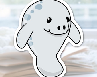 Niedliche Manatee Aufkleber Entzückende Tier Aufkleber Matte Wasserdichte Vinyl Hochwertige Gestanzte Aufkleber