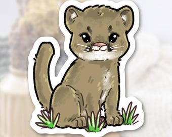 Cute Cougar Sticker Adorable Animal Stickers Matte Waterproof Vinyl High Quality Die Cut Sticker