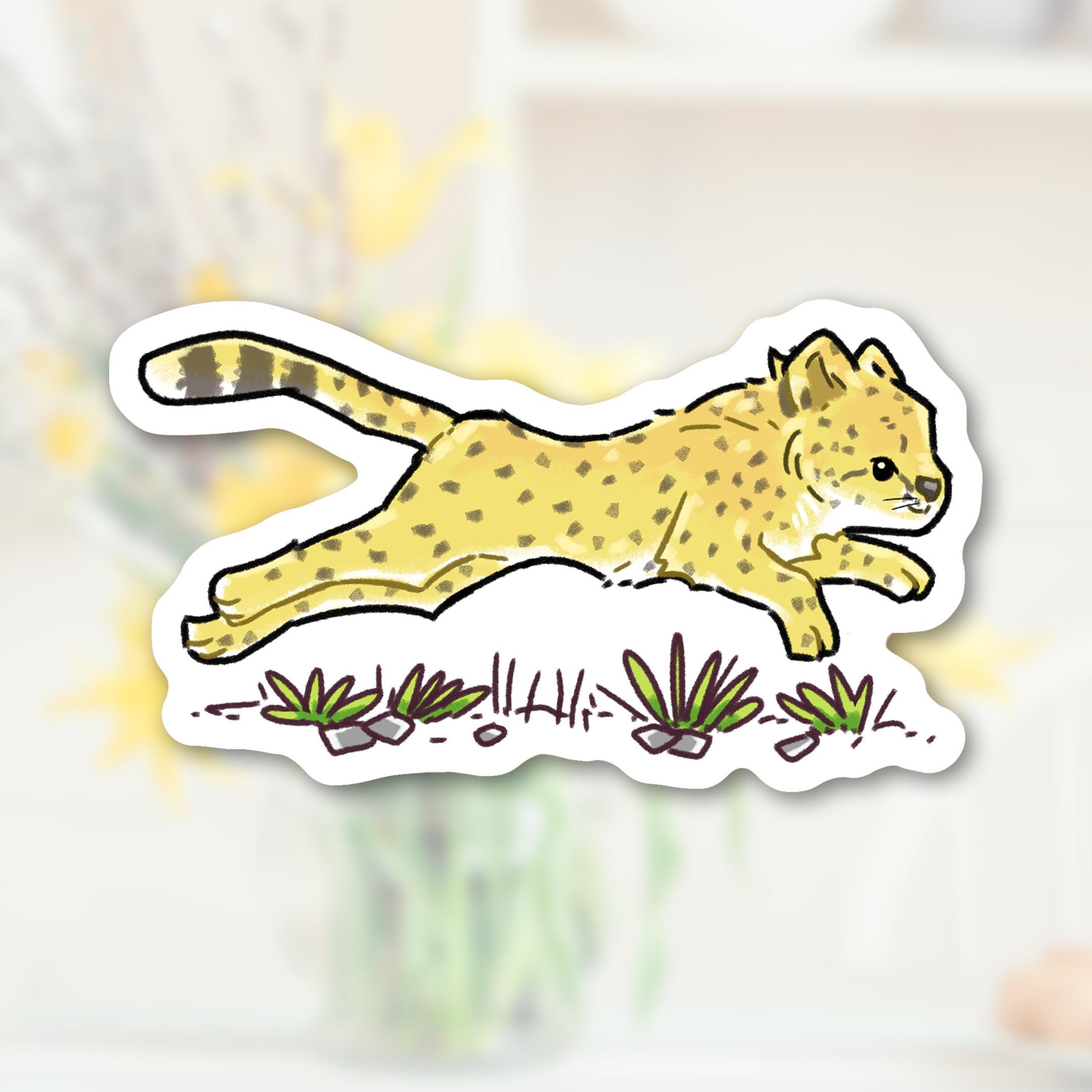 Cute Cheetah Sticker Adorable Animal Stickers Matte Waterproof Vinyl ...