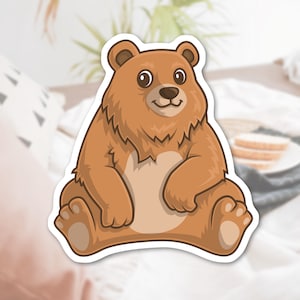 Cute Animal Sticker | Adorable Bear Sticker | Grizzly Bear | Stickers for Water Bottle | Waterproof Matte Vinyl Die Cut Sticker