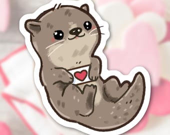 Valentine's Day Otter Sticker Cute Animal Stickers Matte Waterproof Vinyl High Quality Die Cut Sticker Valentine Day Gift For Her
