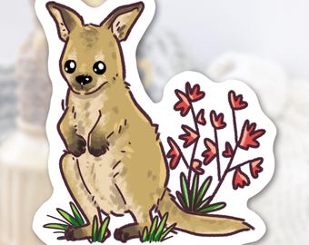 Cute Wallaby Sticker Adorable Animal Stickers Matte Waterproof Vinyl High Quality Die Cut Sticker