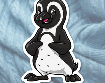 Pegatina de pingüino africano: vinilo mate impermeable de animales