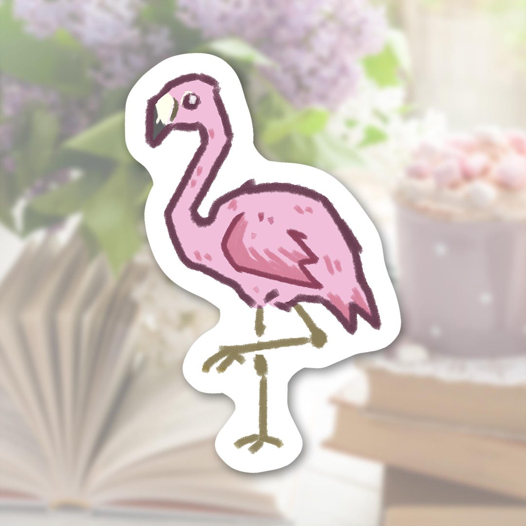 Cute Flamingo Sticker Adorable Animal Stickers Matte Waterproof Vinyl ...