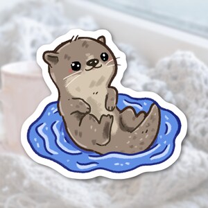 Schattige ottersticker schattige dierenstickers mat waterdicht vinyl hoge kwaliteit gestanste sticker