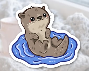 Cute Otter Sticker | Animal Stickers | Matte Waterproof Vinyl Animal Decal