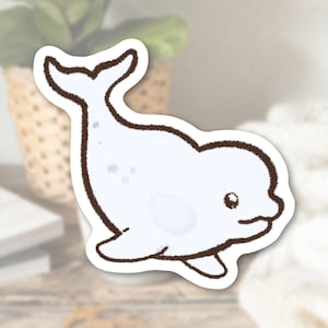 Cute Beluga Sticker Adorable Animal Stickers Matte Waterproof Vinyl High Quality Die Cut Sticker
