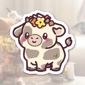 Cute Cow Sticker | Spring Animal Stickers | Matte Waterproof Vinyl High Quality Die Cut Sticker