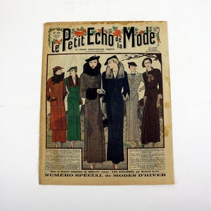 1933 French Fashion Color Plate Print from Le Petit Echo de la Mode Magazine for November 1933 Beautiful Fashion DressModel Clothes #27