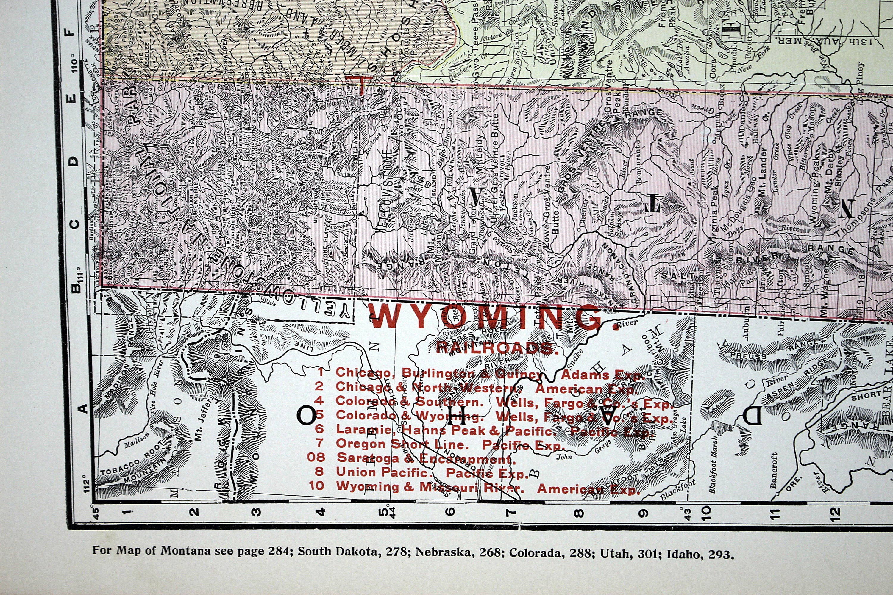RARE 1910 Railroad Map of Wyoming Union Pacific RR Detailed Etsy