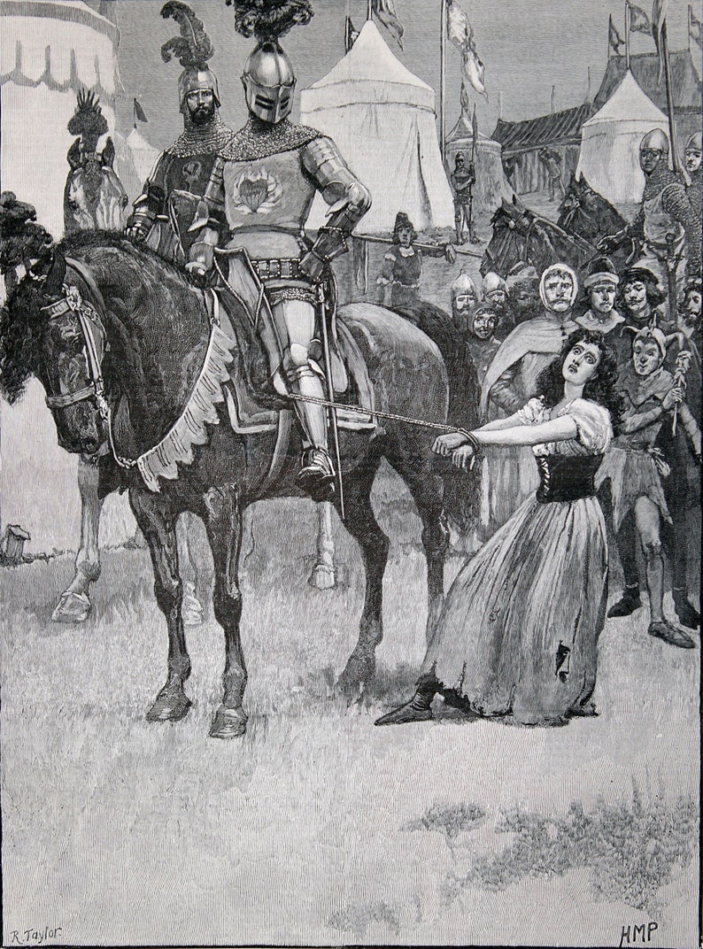 October 1890 Medieval Knight on Horseback Engraving Large size Etsy