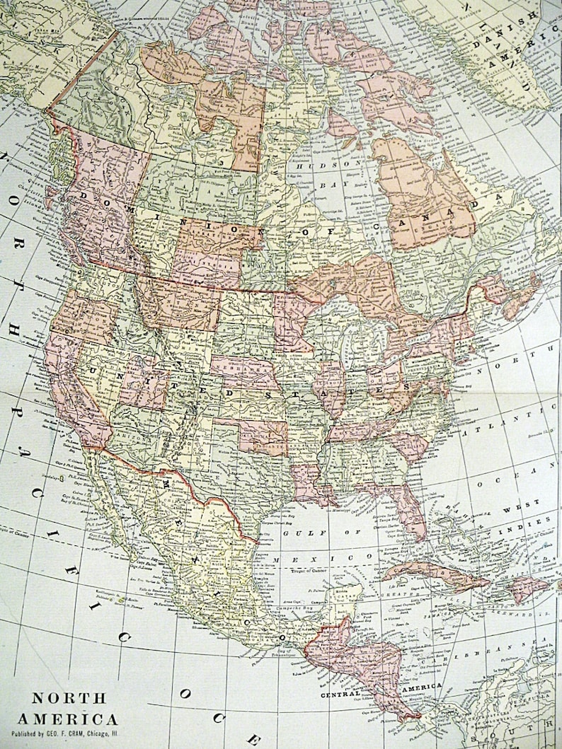 1890 North America Atlas Map Circa - Il 794xN.540932363 1dvv
