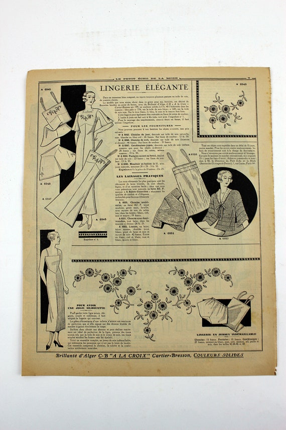 1933 French Fashion Color Plate Print from Le Petit Echo de la Mode Magazine for November 1933 Beautiful Fashion DressModel Clothes #27