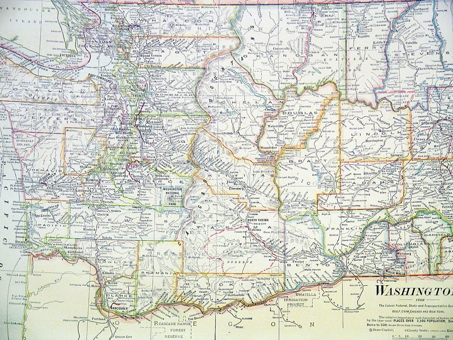 1905 Washington Idaho Vintage Atlas Map by F. Cram Etsy