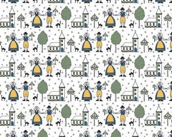 3,5 m x 1,5 m Bomullskanvastyg Sverige Swedish Dolls Blå/Gul 3,8 meter