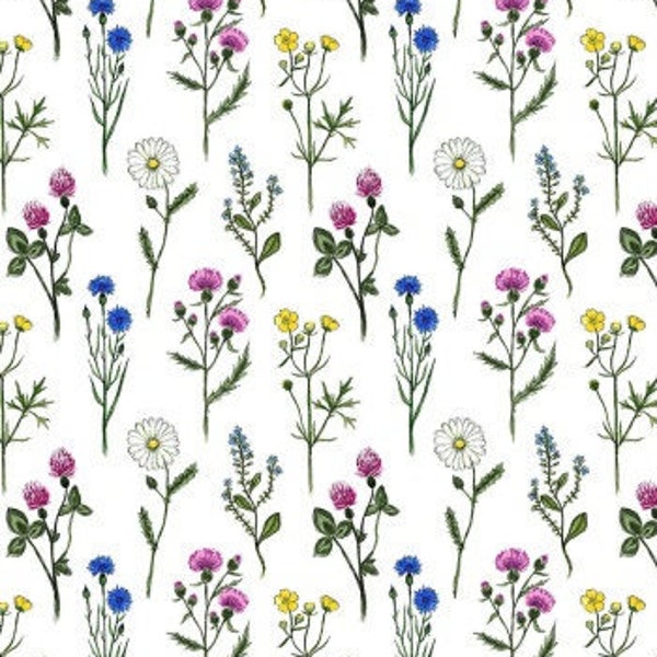Mantel de algodón floral / Mantel de algodón escandinavo / Flores de verano / Ropa de mesa / 185cm x 145cm/ 73'' x 57''
