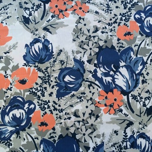 Scandinavian Cotton fabric Floral Blue -  59 inches (150 cm) wide