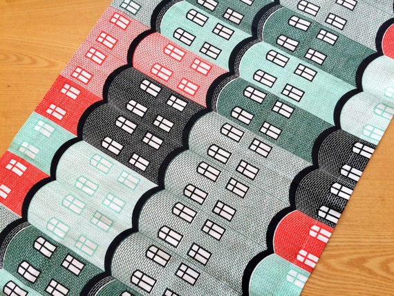 Linen Tablecloth Table runner Scandinavian linen fabric Mint green Red Geometric Rectangle Square