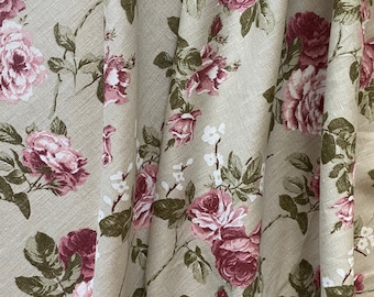 Linen Curtains | Shabby Chic curtains | Rose curtains | Floral linen curtains | Apartment Decor | Curtain Panels