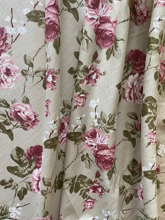 Linen Curtains | Shabby Chic curtains | Rose curtains | Floral linen curtains | Apartment Decor | Curtain Panels