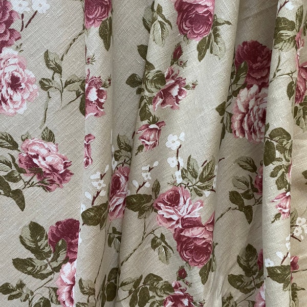 Linen Curtains | Shabby Chic curtains | Rose curtains | Floral linen curtains | Apartment Decor | Curtain Panels