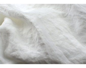 White Linen Fabric Stone wash linen fabric Soft - 57 inches (145 cm) wide