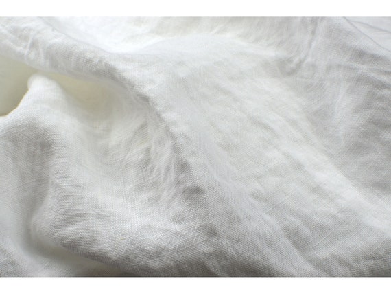 White Linen Fabric Stone wash linen fabric Soft - 57 inches (145 cm) wide