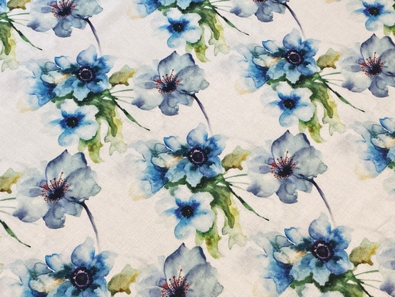 Blue Floral Rectangle Tablecloth Scandinavian cotton Extra large 153cm*260cm/60'' x 102''