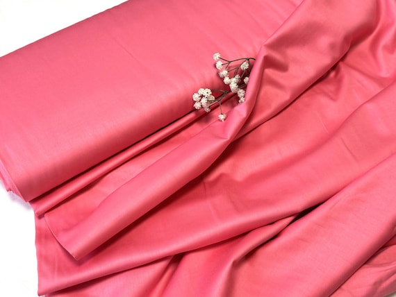 Plain cotton sateen fabric by the metre, by the yard - Salmon pink - 100% cotton - 153 cm wide #1191