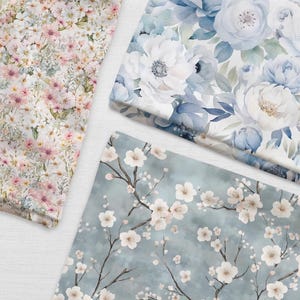 Floral Cotton Jersey knitwear fabrics Stretch knit fabric Dress fabric by the yard, by the meter