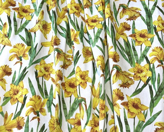 Floral Curtains Yellow Daffodil | Bedroom Curtains Narcissus | Apartment Decor | Curtain Panels
