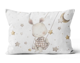 Panel S/L Sleepy Baby Bunny, Forest Animals, Baby animals Woodland cotton fabric