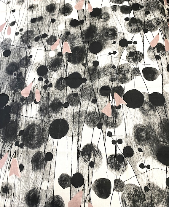 Tablecloth abstract floral print Acrylic coated 100% cotton fabric Black and White Round Oval rectangle tablecloth