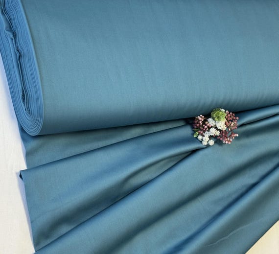 Teal blue Plain cotton sateen fabric, by the meter, by the yard - 100% cotton - 153 cm wide #2163