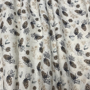 Linen Curtains | Custom Curtains | Floral linen curtains | Apartment Decor | Curtain Panels | Pine Cone curtains