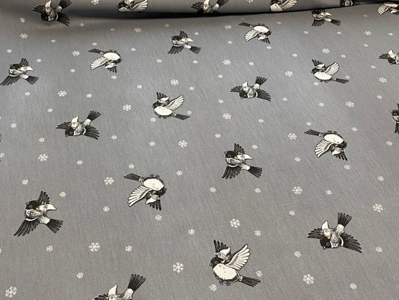 Christmas cotton canvas fabric Snowflakes Gnome fabric by the yard Home Decor fabric Grey background