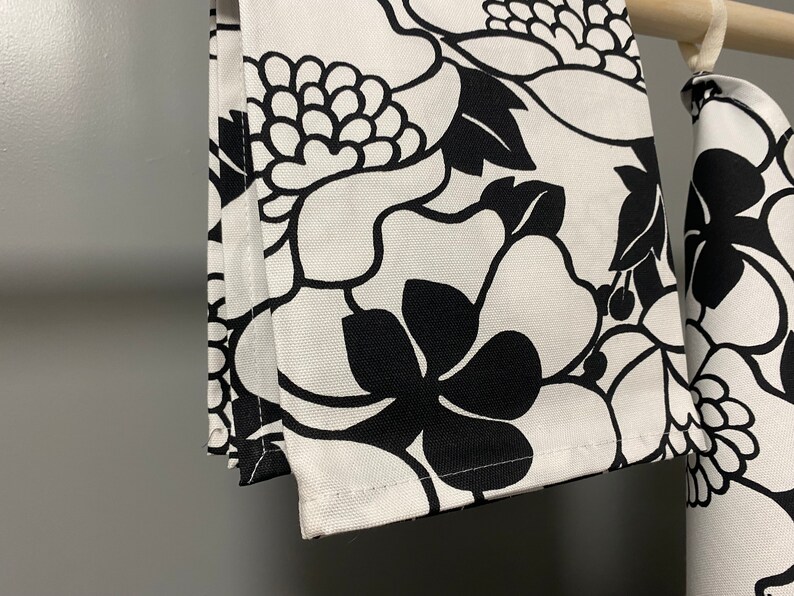 Floral Kitchen Towel Tea Towel Dish Towel Black and White Scandinavian cotton image 6