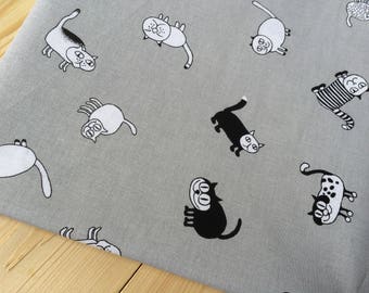 Scandinavian cotton fabric Cats  - Lightweight cotton fabric  - 150 cm wide (59 inches)