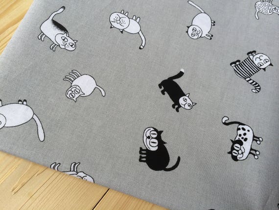 Scandinavian cotton fabric Cats  - Lightweight cotton fabric  - 150 cm wide (59 inches)