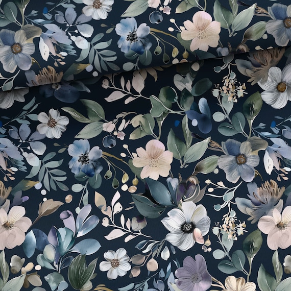Floral cotton fabric Blooming Forest for sewing and quilting 155 cm wide