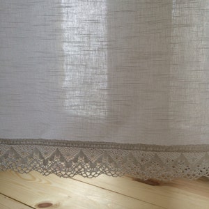 Cotton curtains  Linen-look curtains white cotton Lace Trim Kitchen curtains Valance