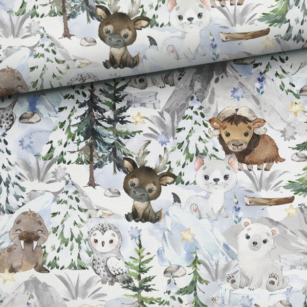 Winter Woodland Animals fabric Baby animals fabric Premium cotton fabric for sewing and quilting 155 cm wide