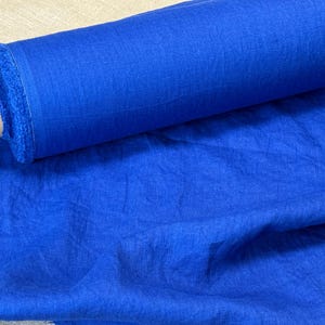 Royal Blue linen fabric Washed softened, Fabric by the yard, by the meter