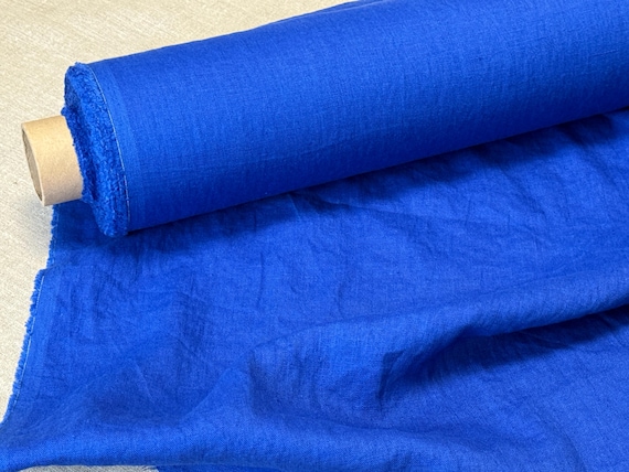 Royal Blue Linen Fabric, Softened, By The Yard